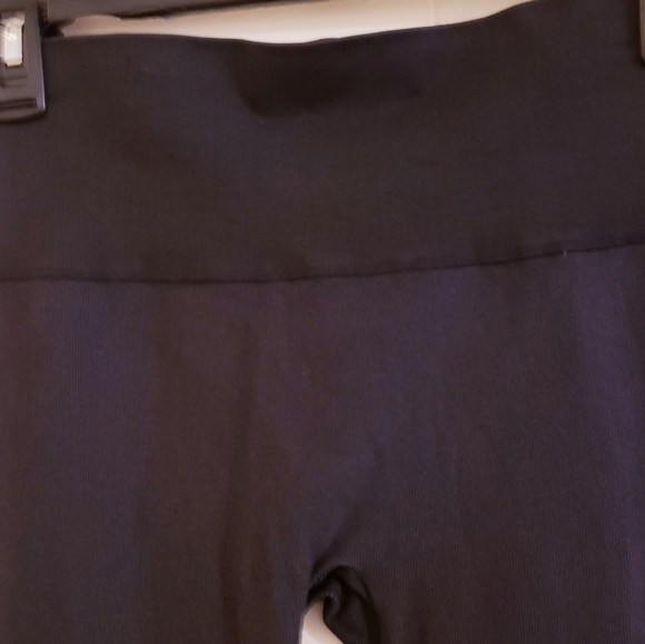 SPANX Leggings XS/TP double layer shaping waistband biker black blue seam free - Picture 4 of 11